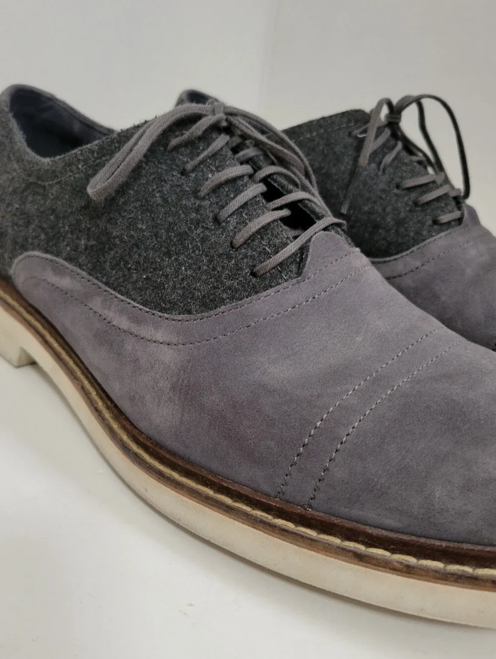 Cole Haan Air Harrison Eva Oxford size 10 Charcoal Nubuck Leather Wool C10771